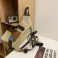 Borsa a tracolla alla moda color-block borsa da petto casual con tasche multiple - senza ciondolo / Taglia S / Kaki