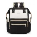 Mochila pañalera multifuncional en negro y blanco con gran capacidad y compartimentos. - Negro