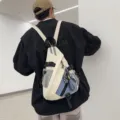 Zaino monospalla colorblock multifunzione, borsa da petto streetwear casual ed elegante stile. - Con Ciondolo / Taglia S / bianco e blu
