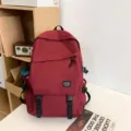 Großkapazität lässiger Rucksack für Studenten, japanischer Retro Reise Schultertasche rot. - Grauer Frosch-Anhänger / Rot