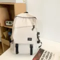 Lässiger, großer Canvas-Rucksack für Studenten, stilvolle minimalistische Reisetasche beigefarben - Weiß