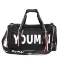 Grosse schwarze Sporttasche Reisetasche mit Schultergurt und rot weiss blauen Gurten. - Schwarz