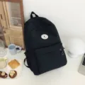 Lassiger schwarzer Segeltuch Rucksack fur Schuler, grosse Kapazitat Schultasche fur Alltag. - Schwarz