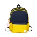 Japanischer FarBblock Freizeit Rucksack, marineblau und gelb, Schultertasche fur Studenten. - Rucksack mit Anhänger / Gelb
