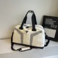 Large capacity travel duffel bag for gym yoga short trips lightweight luggage and storage. - White