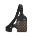 Herren Retro Monogramm Brusttasche, lässige Umhängetasche mit Reißverschlusstasche. - Kaffee