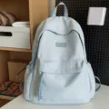 Lässiger hellblauer Schulrucksack für Schüler, einfacher Alltagsrucksack mit Fronttasche - Ohne Anhänger / Blau