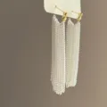 Silver bead tassel earrings with gold-tone ball studs, elegant bohemian fringe jewelry. - 9# S925 Silver Post Earrings - Silver (Long) - Tassel