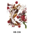 Waterproof temporary tattoo sticker with Japanese koi fish and cherry blossom design. - HB-336