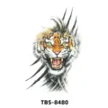 Autocollant de tatouage temporaire avec un motif abstrait de visage de tigre rugissant. - TBS-8480 Tigre Rugissant