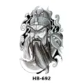 Black and white traditional warrior tattoo sticker waterproof body art design for men and women - HB-692 / 210*148mm