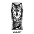Autocollant de tatouage temporaire de bras de loup noir et blanc imperméable pour tous. - Tête de Loup et Forêt (XQB-397)