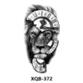 Autocollant de tatouage temporaire lion horloge noir et blanc étanche transfert pour bras. - Lion et Horloge (XQB-372)