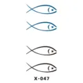 Foglio adesivi tatuaggi temporanei pesce minimalista, arte corporea carina semplice blu nera per mano. - Pesce (X-047)