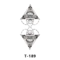 Autocollant de tatouage temporaire motif œil géométrique noir et blanc art corporel. - T-189 / 60x105mm