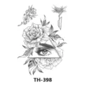 Foglio di adesivi per tatuaggi temporanei impermeabili con rosa e occhio geometrico. - 210*148mm / Geometric Eye Floral Design (TH-398)