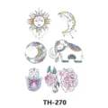 Colorful temporary tattoo sticker sheet with sun moon elephant and flowers for women art. - TH-270 / 210*148mm