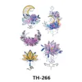 Colorful lotus moon temporary tattoo sticker sheet floral body art waterproof design for women - TH-266 / 210*148mm