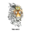 Autocollant de tatouage temporaire étanche tigre couronne, design d'art corporel de totem. - TBS-8451 Tigre et Couronne