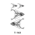 Autocollant de tatouage temporaire cerf géométrique style croquis noir et blanc - T-163 / 60x105mm