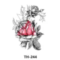 Tatouage temporaire étanche avec rose rouge et lignes géométriques pour art corporel femme. - TH-244 / 210*148mm