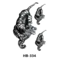 Waterproof temporary tattoo sticker featuring realistic black and white tiger body art designs. - HB-334
