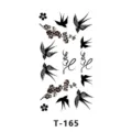 Feuille de stickers tatouage temporaire avec motifs d'hirondelles et de fleurs élégantes. - T-165 / 60x105mm