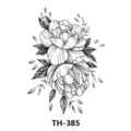 Adesivo per tatuaggio temporaneo di peonia nera e bianca, elegante disegno d'arte corporea. - 210*148mm / Peony Floral Design (TH-385)