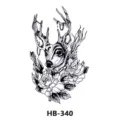 Temporary tattoo sticker black deer head roses floral waterproof body art fake tattoo design - HB-340