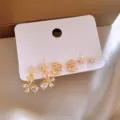 Orecchini Perla Farfalla Zircone Set Variante Moda Elegante Gioiello Regalo Donna - 112# Oro Fiore