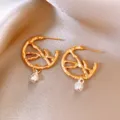 Orecchini a cerchio irregolari dorati chic con ciondoli strutturati delicati per donna. - 156# Oro Tondo