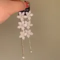 Eleganti orecchini lunghi con nappe floreali e perle, stile coreano alla moda. - 96# Oro Bianco Giglio