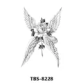 Waterproof temporary tattoo sticker featuring a realistic black and white rose with angel wings design. - Angel Rose Style (TBS-8228)
