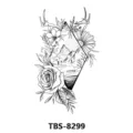 Waterproof temporary tattoo sticker with geometric mountain landscape and floral botanical design. - Antler Geometric Floral (TBS-8299)