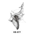 Waterproof geometric whale tattoo sticker, black and white body art design for arm and chest. - HB-877