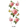 Adhesivo de tatuaje temporal impermeable de mariposa y flor colorida para brazo mano arte 91 - TL-241