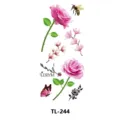 Adhesivo de tatuaje temporal colorido de mariposa y flor para decoración de arte corporal. - TL-244