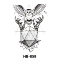 Autocollant de tatouage temporaire étanche avec hibou et motif géométrique pour bras. - HB-859
