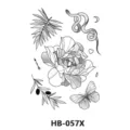 Feuille d'autocollants de tatouage temporaire serpent fleur noir et blanc style. - HB-057X