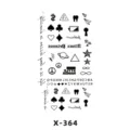 Ensemble de tatouages temporaires noirs minimalistes avec lettres et symboles. - Petits Éléments Mixtes (X-364)