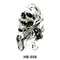 Autocollant de tatouage temporaire crâne sombre avec arme rétro et design de rose. - HB-058