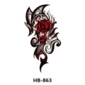Autocollant de tatouage temporaire imperméable avec roses rouges et design tribal HB-863 - HB-863