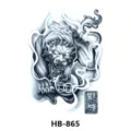 Black and white mythical beast waterproof temporary tattoo sticker for arm and chest. - HB-865
