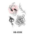 Feuille d'autocollant de tatouage temporaire imperméable avec motifs poisson fleur serpent. - HB-059X