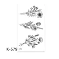 Adesivo per tatuaggio temporaneo floreale, bouquet di fiori con linee nere minimaliste. - K-579