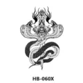 Gothic temporary tattoo sticker with skull snake and dagger design, waterproof arm body art. - HB-060X