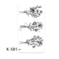 Adesivi per tatuaggi temporanei floreali, body art botanico con linee nere stile. - K-581