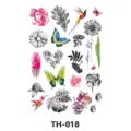Feuille d'autocollants de tatouage temporaire papillon floral de gros, art corporel aquarelle. - Motif TH-018