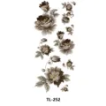 Hoja de calcomanias de tatuaje peonia marron vintage para arte corporal de brazo mano. - TL-252