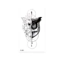 Tatouage temporaire hibou géométrique, art corporel noir étanche élégant pour bras. - K-081 Hibou Géométrique